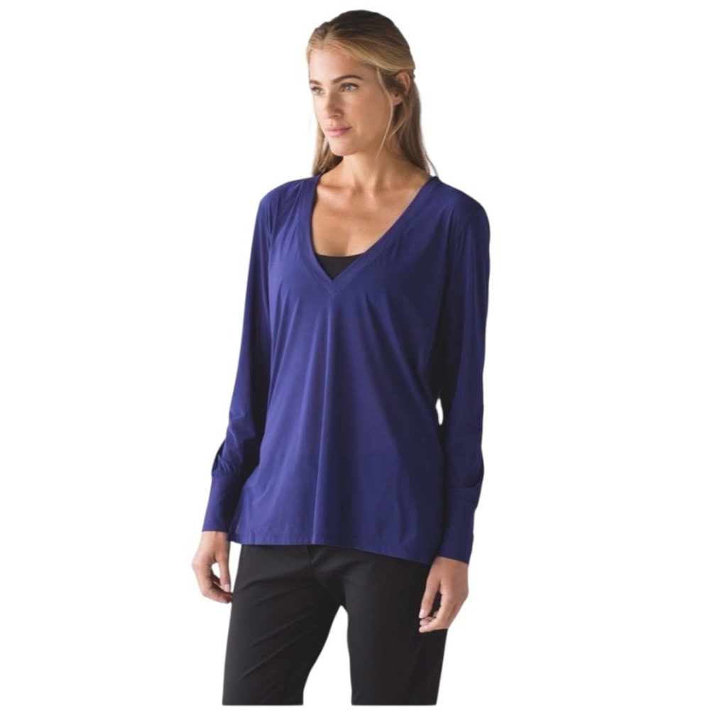Lululemon Get Low Long Sleeve Mesh Top Emperor Blue Size 8